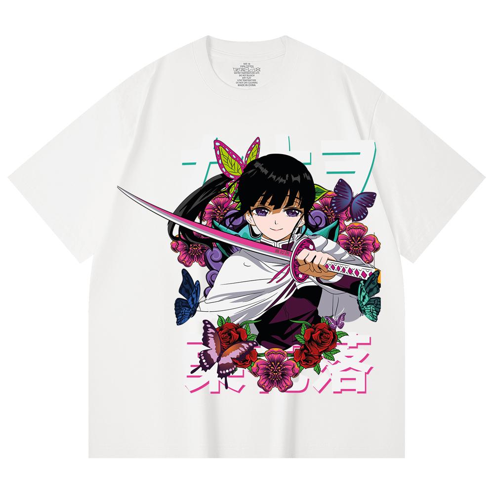 230 Gsm 100% Cotton Demon Slayer V99 Kanao Print Unisex Heavy Cotton T Shirt