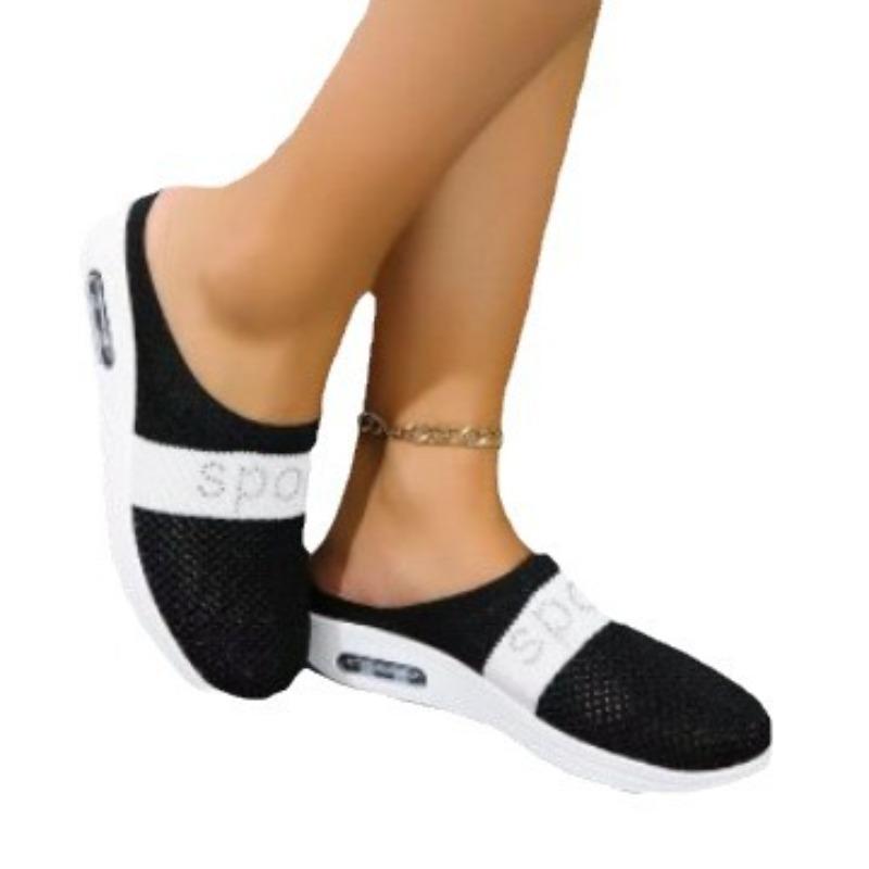 Damenschuhe in Übergröße, neuer Sommer, große Tasche, Sport-Halbschuhe, Damen-Netzschuhe ohne Ferse, fly-woven