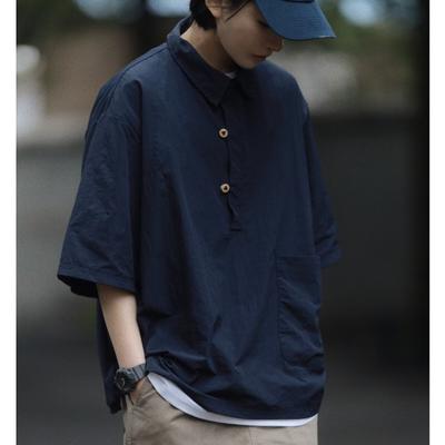 Collar Short Sleeved Polo Shirt, Men'S Short Sleeved Shirt, Niche Design, Minimalist Shirt, Couple'S College Top