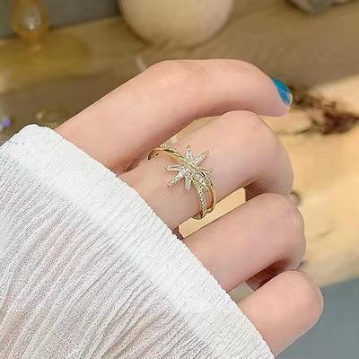 Fashionable New Personalized Eight Pointed Star Lucky Ring with Adjustable Opening for Women