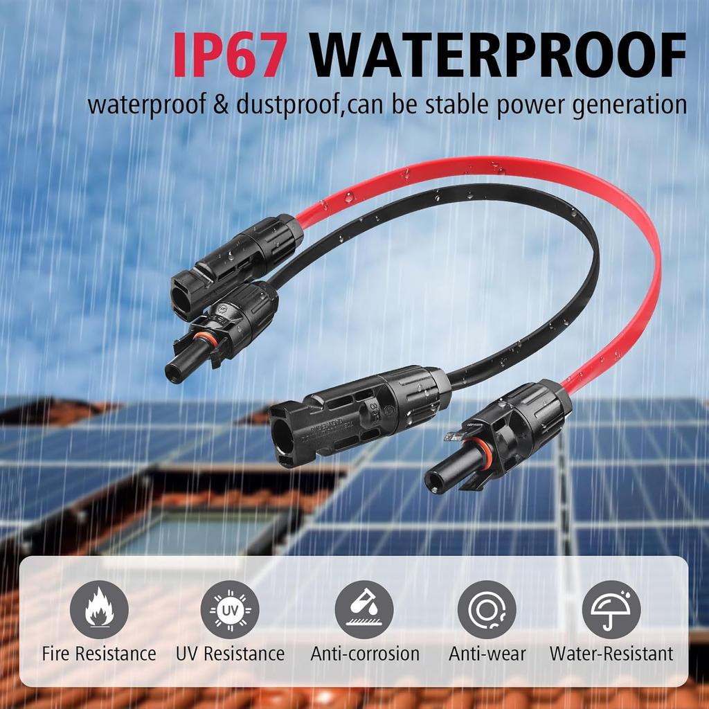 JMUYTOP 12AWG Solcellepanelkabel 4mm2 Flat Solcelle Fotovoltaisk Ledning 30A Vindus Balkong Solcelleledning For ecoflow/Anker/allpower
