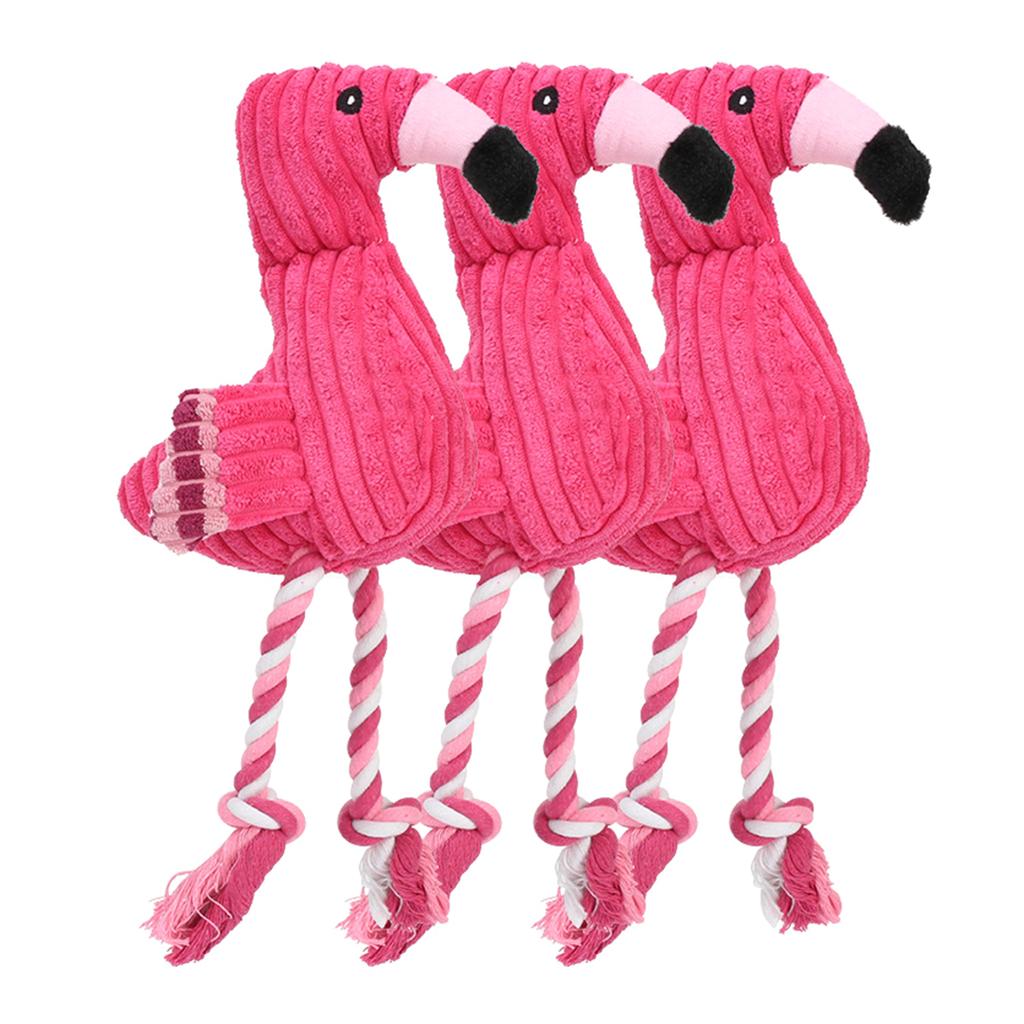 Cute Flamingo Plush Small Large Dogs Squeak Toy Cotton Rope Bite Resistant Puppy Toy Funny Accompany Pets Accessories