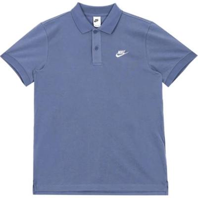 Polo de manga corta de corte recto liso con estampado de logotipo para hombre Tops azul pastel CJ4457-491