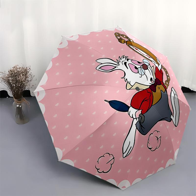 Disney Rabbit, Pocket Watch Automatic Open/Close Umbrella - Cute Umbrella with Cute Design, Portable 3-Fold Compact Umbrella for Men & Women