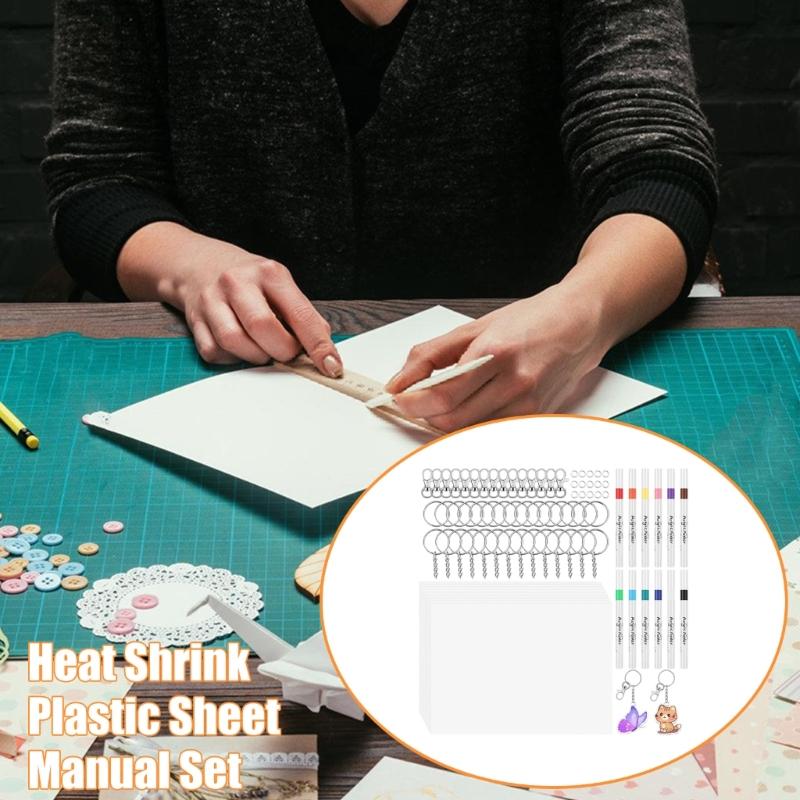 87Pcs BOPS Heat Shrink Paper Set for Making Keychains Supplies with Various Shape and Color