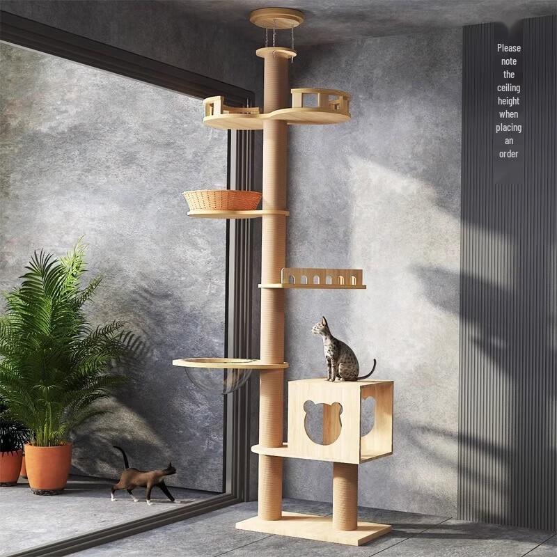Floor-to-Ceiling Cat Tree with Integrated Condo