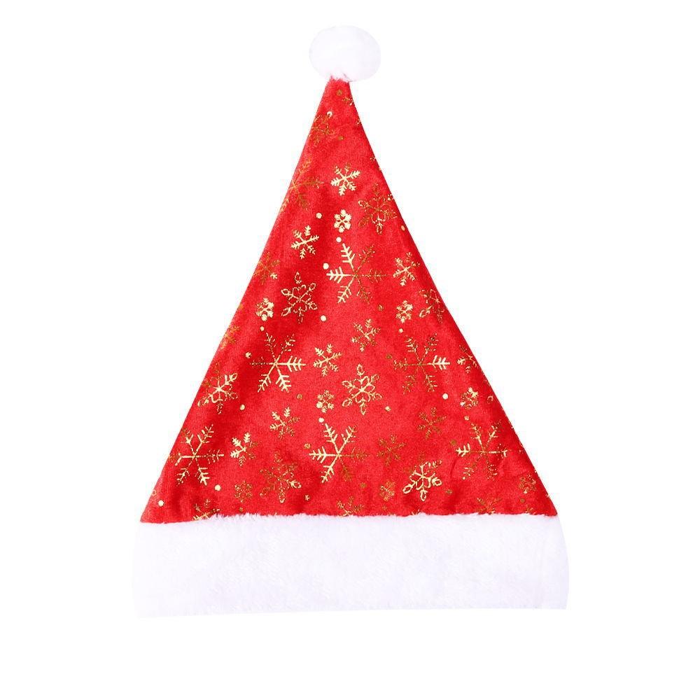 

Festive Gold Printed Christmas Hat With Plush Fabric And Cheerful Bells For Holiday Celebrations Fleece Snowflake