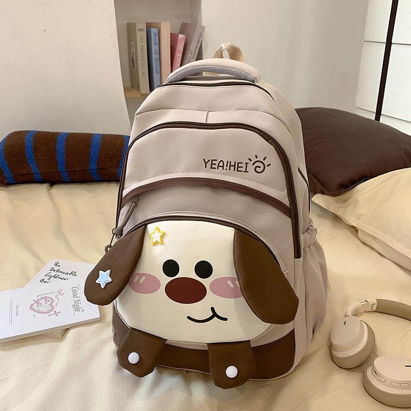 New high-value, fresh and sweet original style cute dog backpack women's lightweight large-capacity backpack