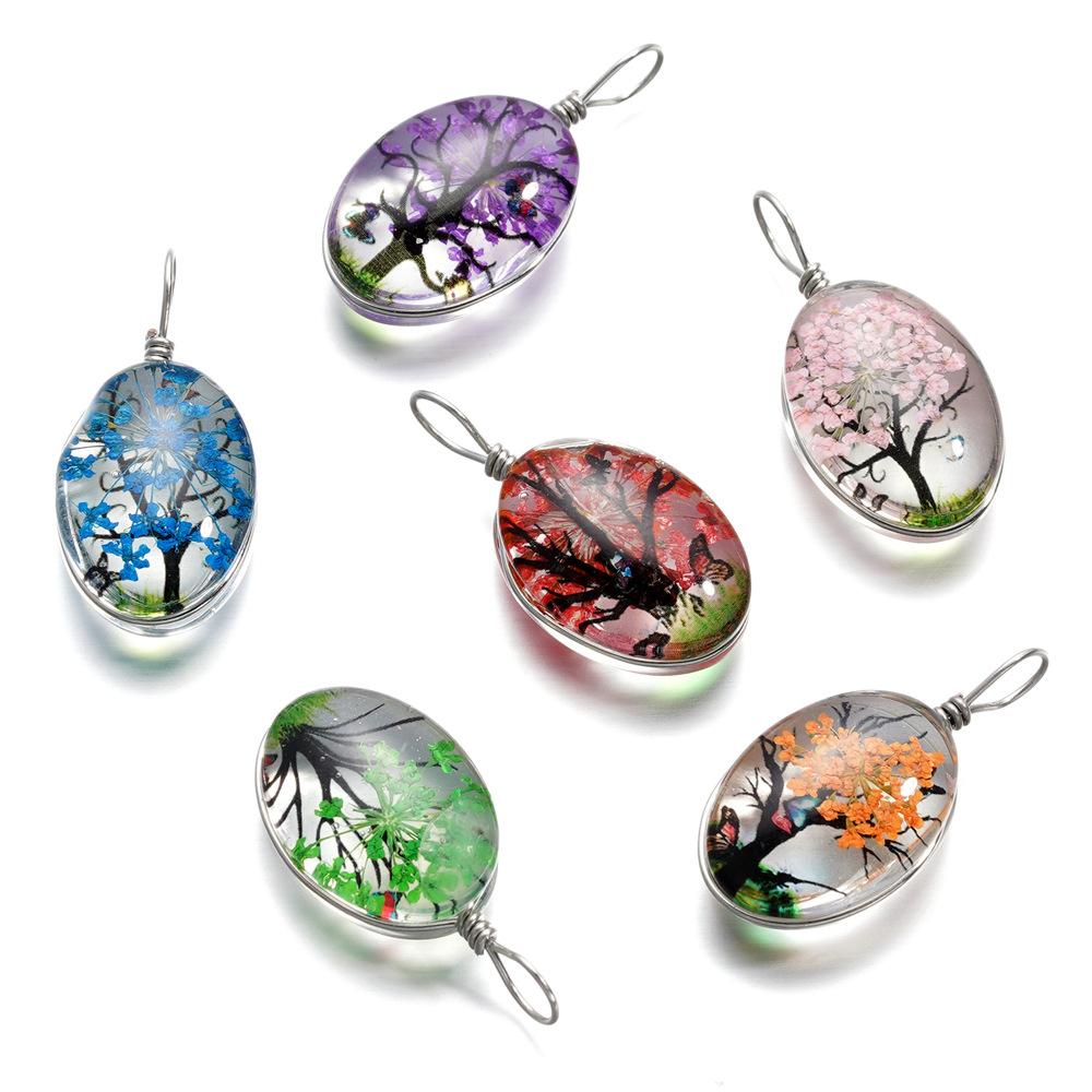 

5pcs Crystal Glass Earring Charms Beads Colorful Tree Heart Droplets Necklace Pendants for DIY Bracelet Findings Jewelry Making