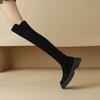 Krazing Pot Flock Autumn Winter Shoes Med Heels Flat Platform Size 42 Over-the-knee Boots Slip on Elastic Thigh High Boots