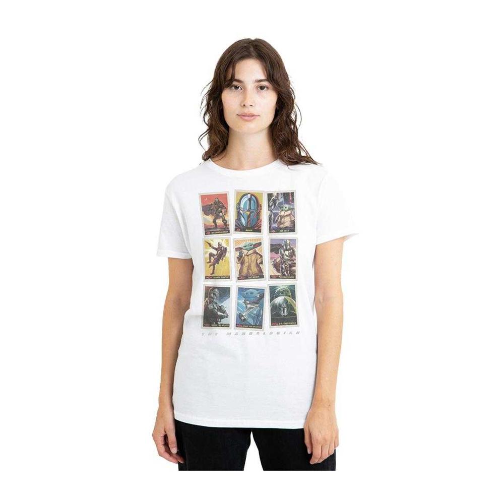 Star Wars: The Mandalorian Womens/Ladies Trading Card Distressed T-Shirt