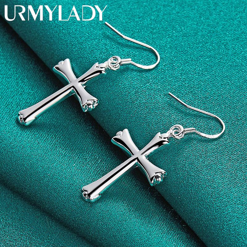 JERWLI Orecchini A Croce In Argento 925 - 21x15 Mm, Ipoallergenici, Con Panno Lucidante E Confezione Regalo