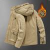 Cappotto in pile spesso da uomo, con tasche militari, parka da esterno, escursionismo, arrampicata, abbigliamento tattico, giacche invernali con cappuccio in cotone da uomo