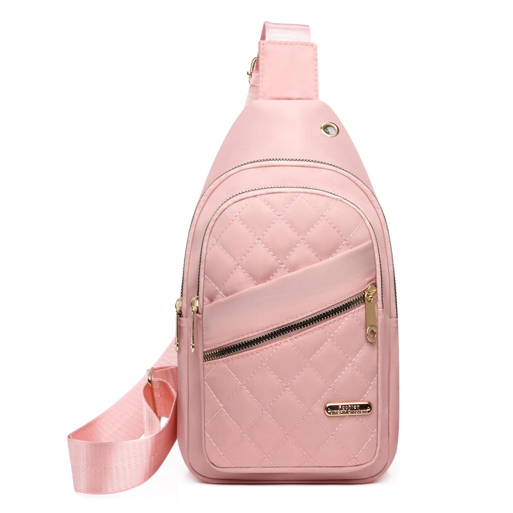 2024 Damenmode Bestickte Diamantmuster Nylon Crossbody Brusttasche - Große Kapazität für Radfahren