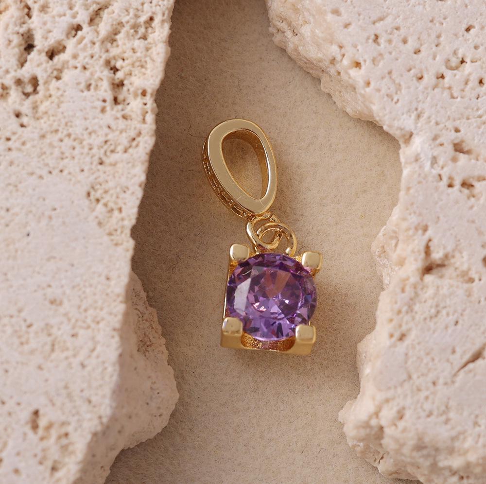 Квадратный аметистовый кулон с покрытием из 18-каратного золота для самостоятельного изготовления ожерелья или браслета