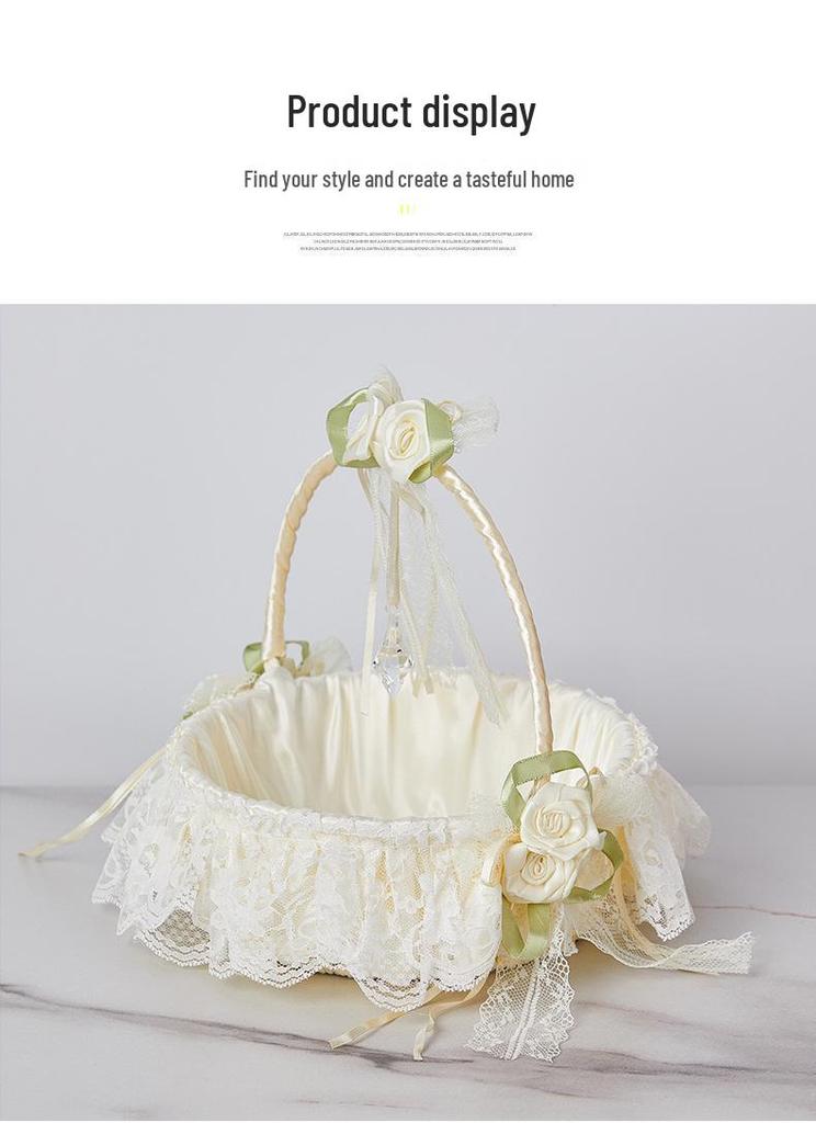European Style Milky White Flower Girl Basket for Weddings