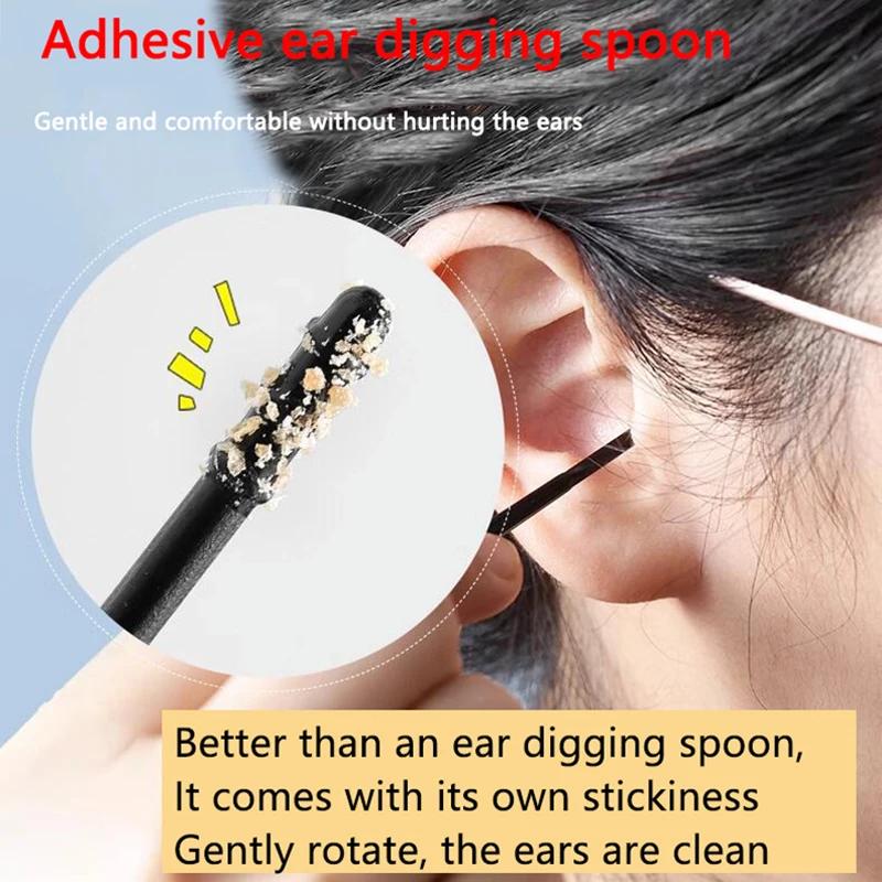 60pcs Disposable Sticky Ear Swabs Pick Reusable Ear Cleaner Soft Silicone Ear Wax Removal Tool Earwax Remover For Olders Adult