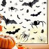 Halloween Static Clings Window Decorations Spiders Bats Webs PVC Stickers for Living Room Bedroom Seasonal Party Home Decor