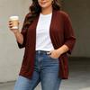 Women's Plus Size Cardigan Top Color 3/4 Sleeve Casual Everyday Wear