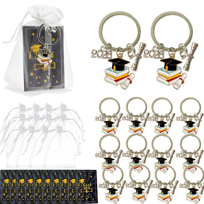 36pcs/12sets 2026 Graduation Keychain Set With Tags & Bags, For HS, College, Nurse Grads, Friends, Backpack Charm