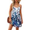 Fashion Women Summer Dress Vintage Floral Print Adjustable Spaghetti Straps Beach Vacation Casual Dress With Pockets