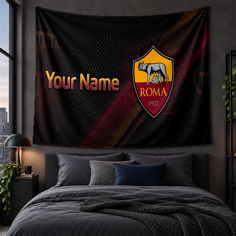 Arazzo Personalizzato da Appendere alla Parete Tessuto Artistico Sfondo con Motivo AS Roma FC