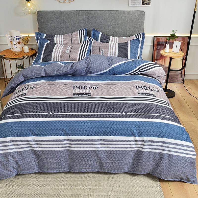 Gestreifte Bettwäsche aus gebürsteter Baumwolle für Herbst/Winter – Verdickter Bettbezug & Laken