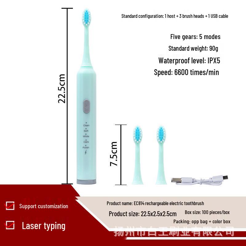 Wisdent Kids Cartoon Electric Toothbrush with Soft Bristle Brush Head - Portable, Fun USB Model