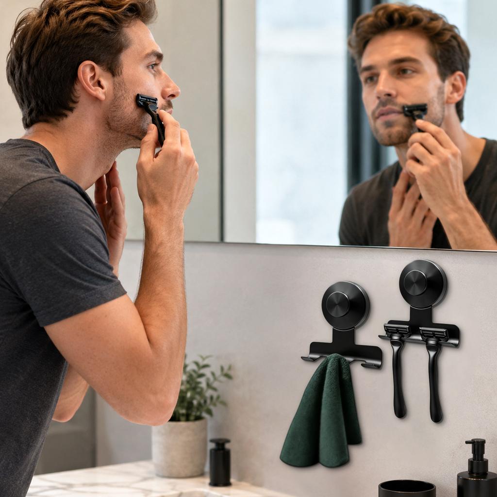 Supporto a Ventosa in Acciaio Inossidabile - Senza Foratura per Bagno, Confezione da 2
