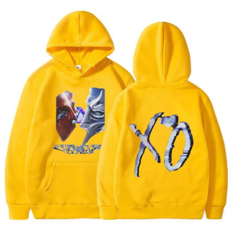 Autumn Winter Fashionable Casual Men Women Hooded Wool Lined Printed Sweatshirts