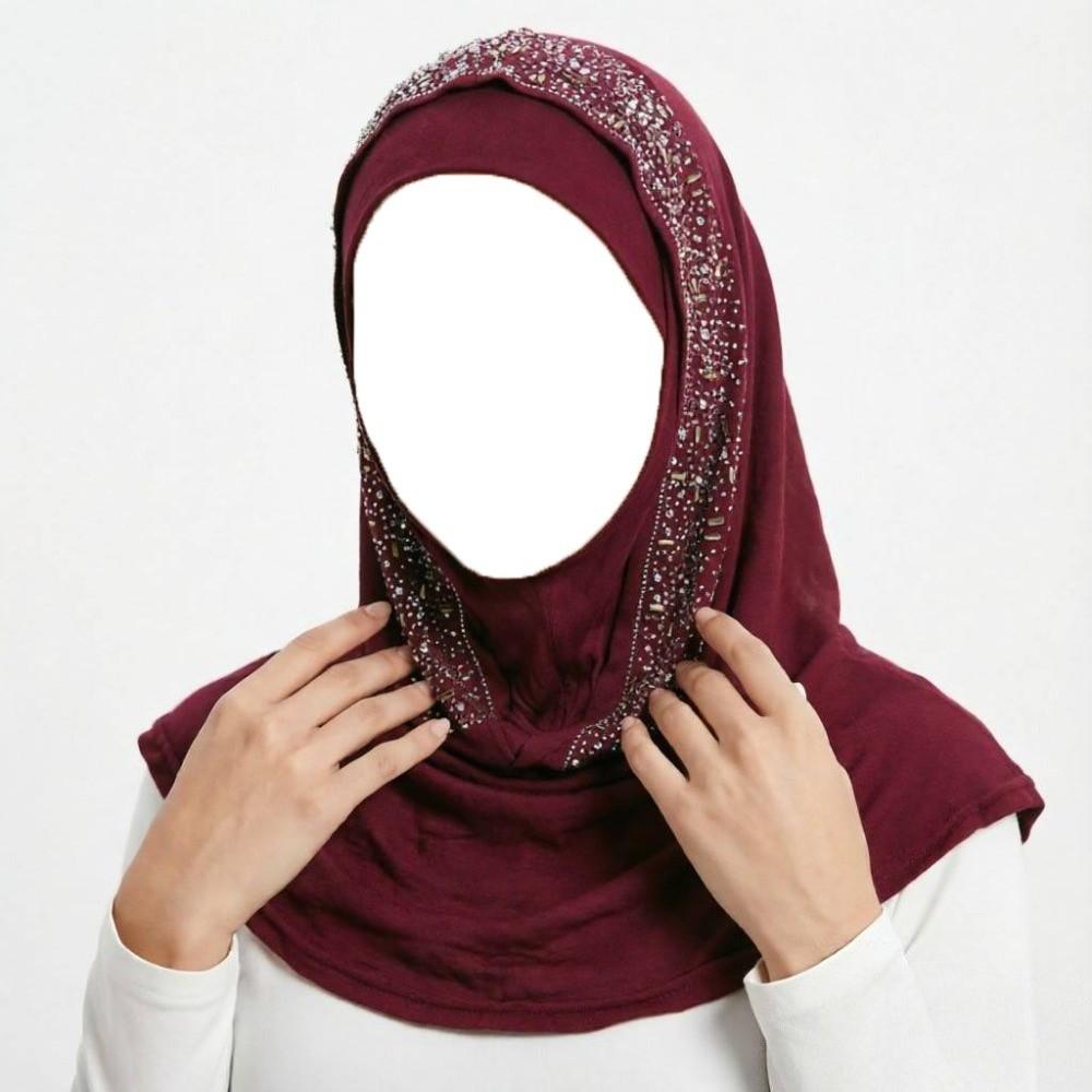 Soft Elastic Instant Hijab Cap Stretchable Head Wrap Hat Fashion Pull on Hijab Daily Wear