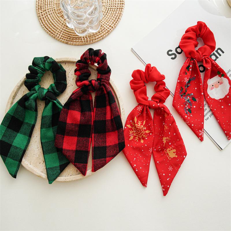 Christmas holiday new ponytail hair ring headdress European and American style large intestine hair ring Santa Claus