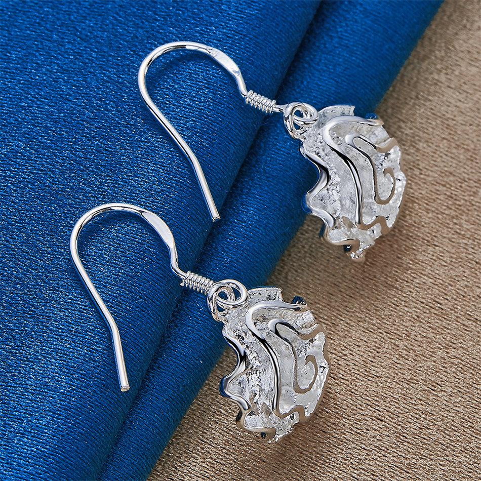Elegant 925 Sterling Silver Exquisite Rose Earrings for Women, Fashionable Wedding Jewelry Accessories