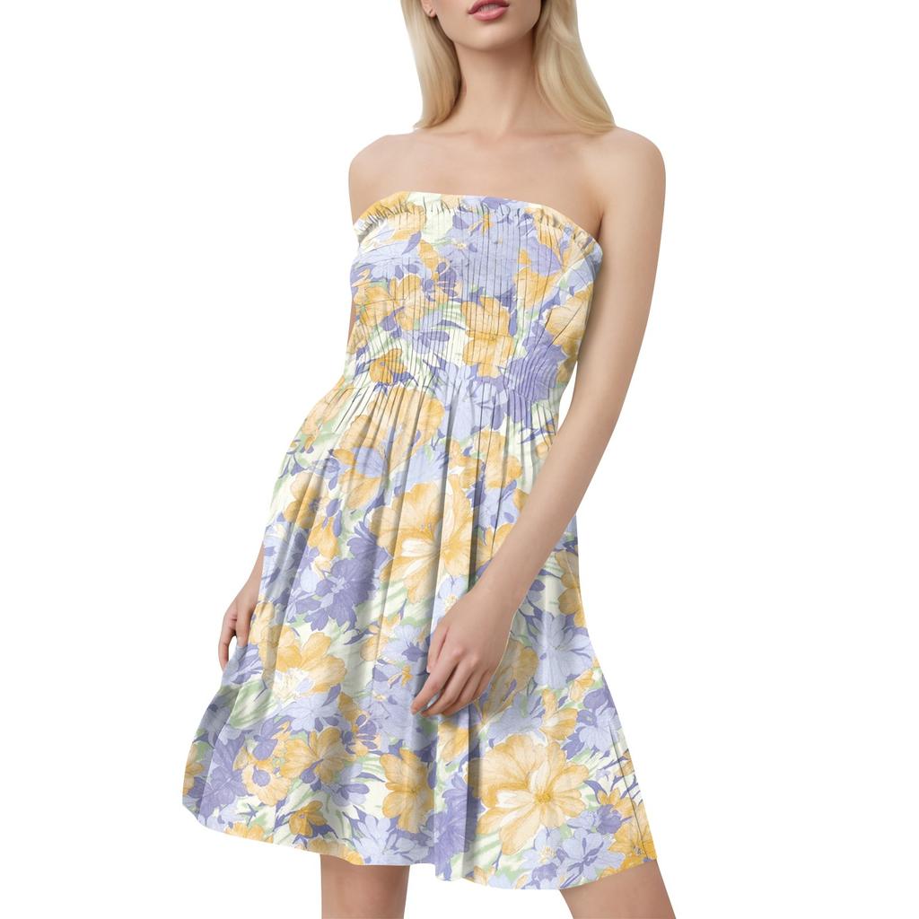 Damen Sommerkleider Mode Damen Casual Bandeau Blumendruck Ärmelloses Kleid