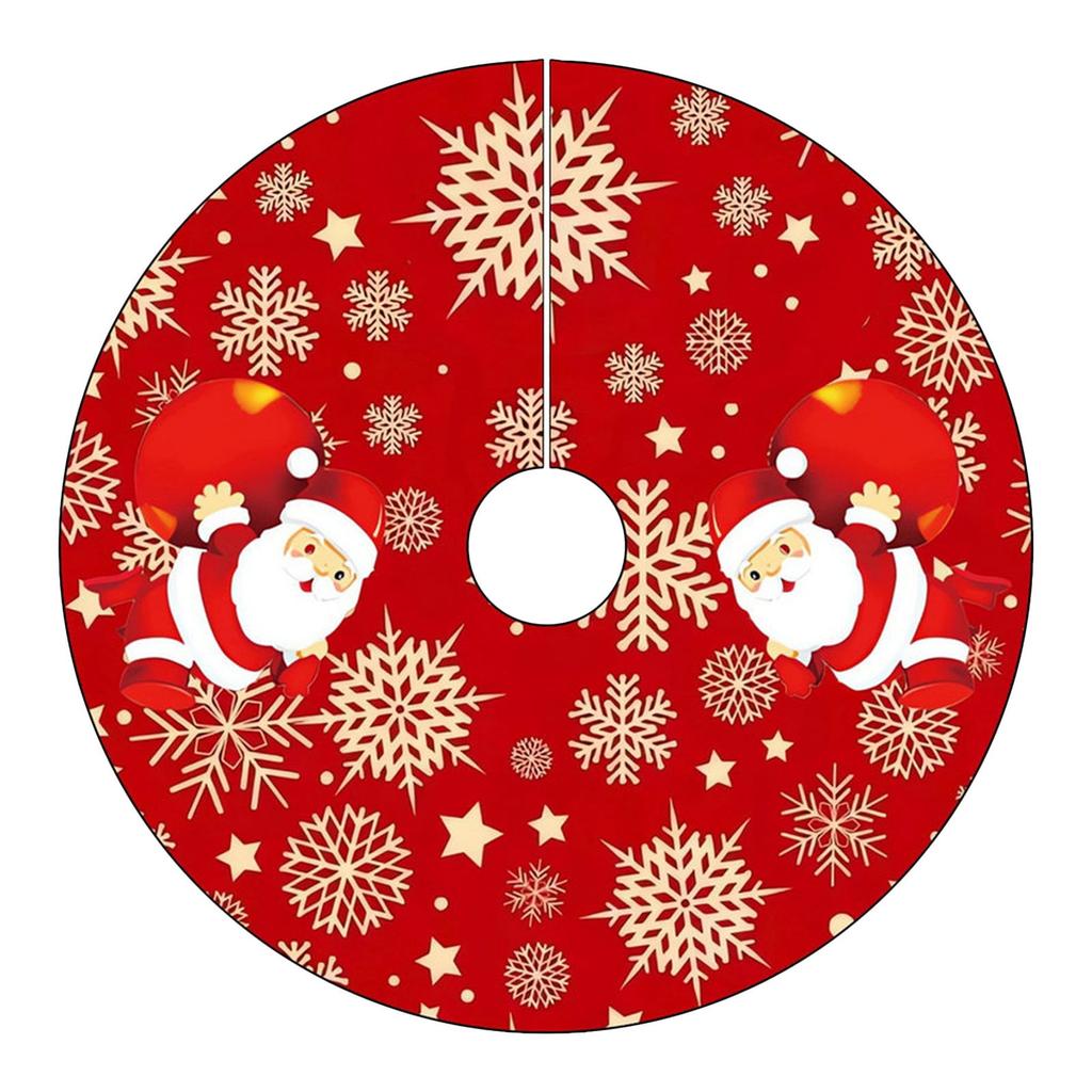 Sukně pod vánoční stromek Červené ozdoby na vánoční stromek, Měkká plyšová podložka pod vánoční stromek se zasněženým vzorem pro dekorace, Sváteční párty 35 palců