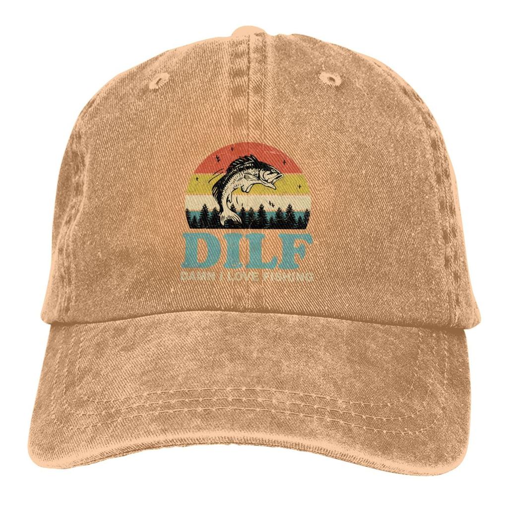 Sommermütze Sonnenschirm DILF Verdammt ich liebe Angeln Retro Vintage Sonnenuntergang Hip Hop Kappen Angeln Cowboyhut Schirmmützen