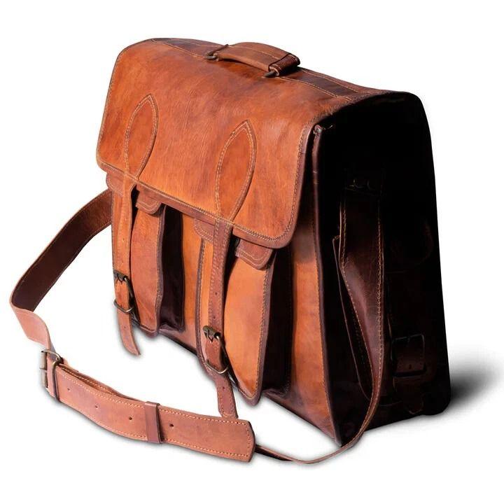 Genuine Vintage Leather Bag Men's Messenger Shoulder Laptop Bag Briefcase