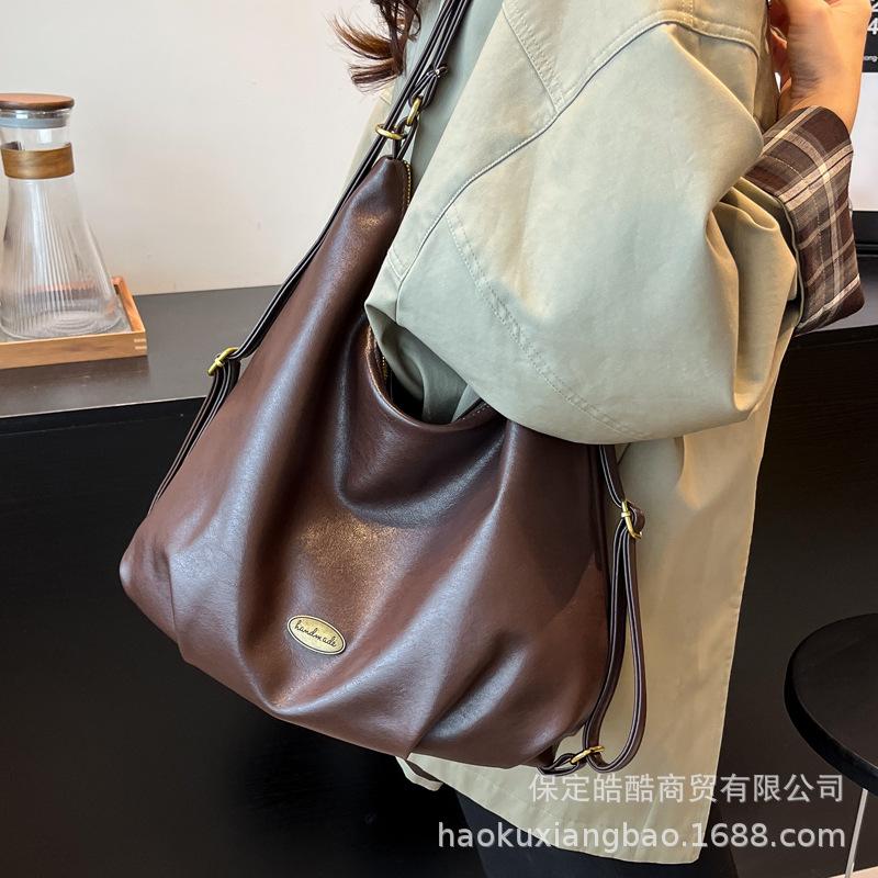Retro Tote Bag Women's Large Capacity 2025 New Autumn and Winter Leisure Shoulder Commuter Bag Multi-functional Backpack Backpack