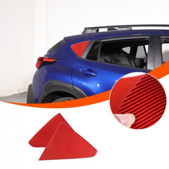 Red Carbon Fiber Rear Window Triangle Glass Trim Sticker For Subaru Crosstrek 24