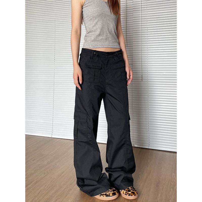 

Apocket Multi-Pocket Fashion Loose Cargo Pants Black S