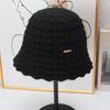Autumn and winter wool wavy edge bucket hat women's gentle texture basin hat shows small face knitted bucket hat versatile