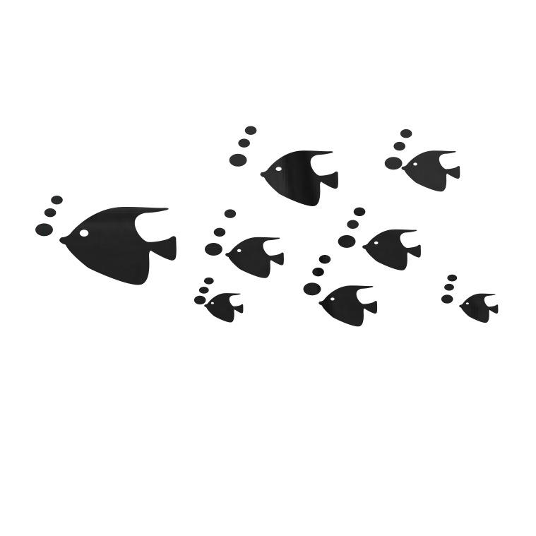 Bubble Fish Ocean Adhesive Wallpaper Sticker Acrylic Mirror 3D Wall Art for Kids Room&Kindergarten Self-Adhesive Removable Decor