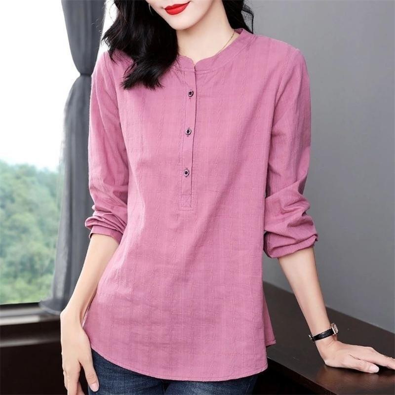 Woman Spring Autumn Style Blouses Shirts Lady Casual Long Sleeve Stand Collar Blusas Tops