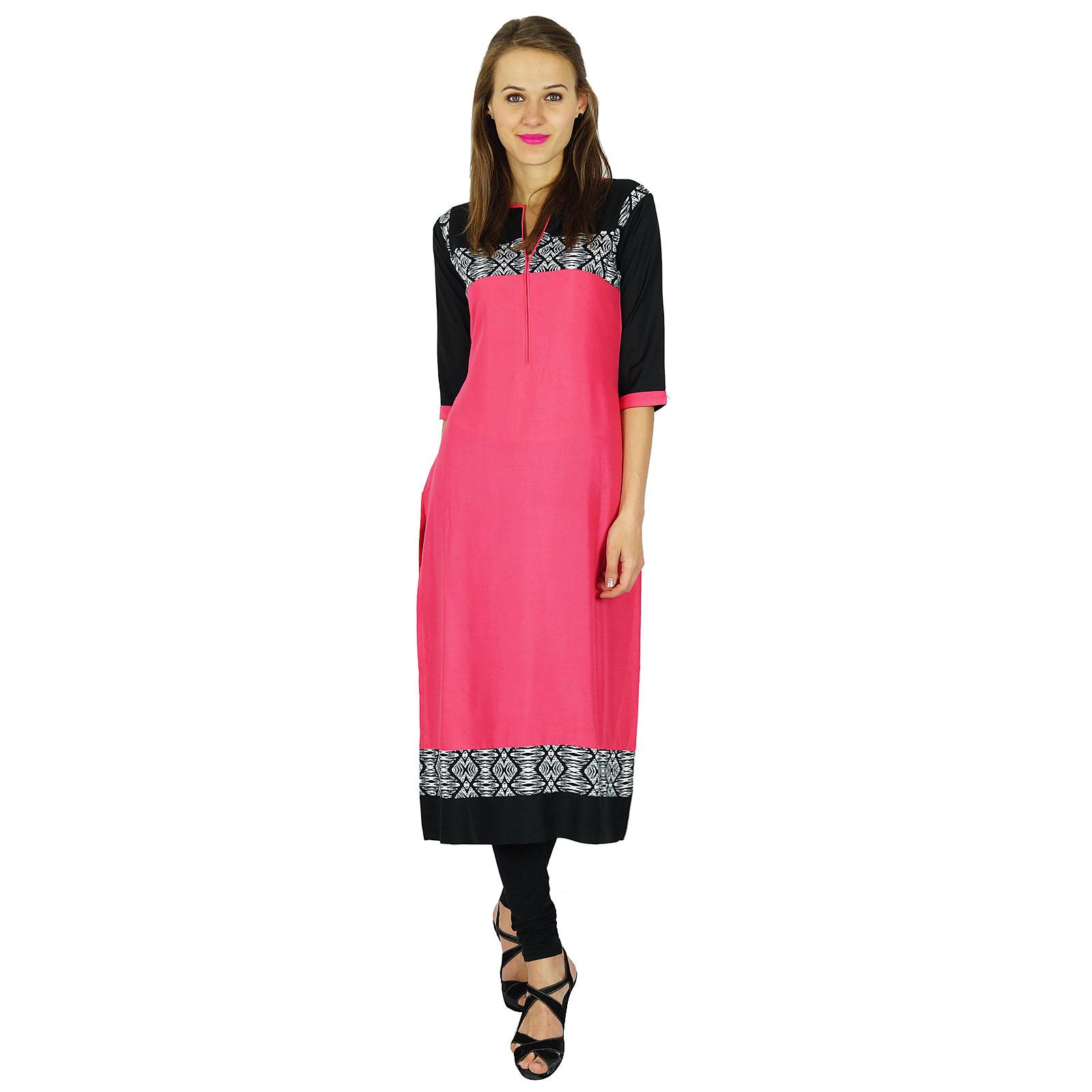 

Phagun Indian Designer Bollywood Kurta Women Ethnic Kurti Cotton Tunic Dress 6 рожевий