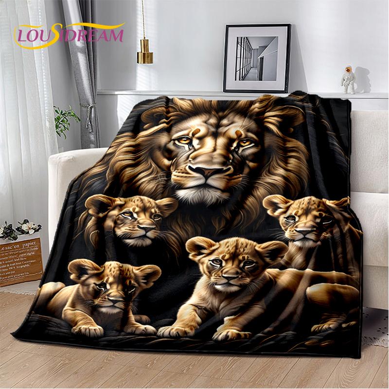 Fierce Tiger Lion Leopard Beast Animal Wildlife Cartoon Blanket,Soft Throw Blanket for Home Bedroom Bed Sofa Picnic Office Cover