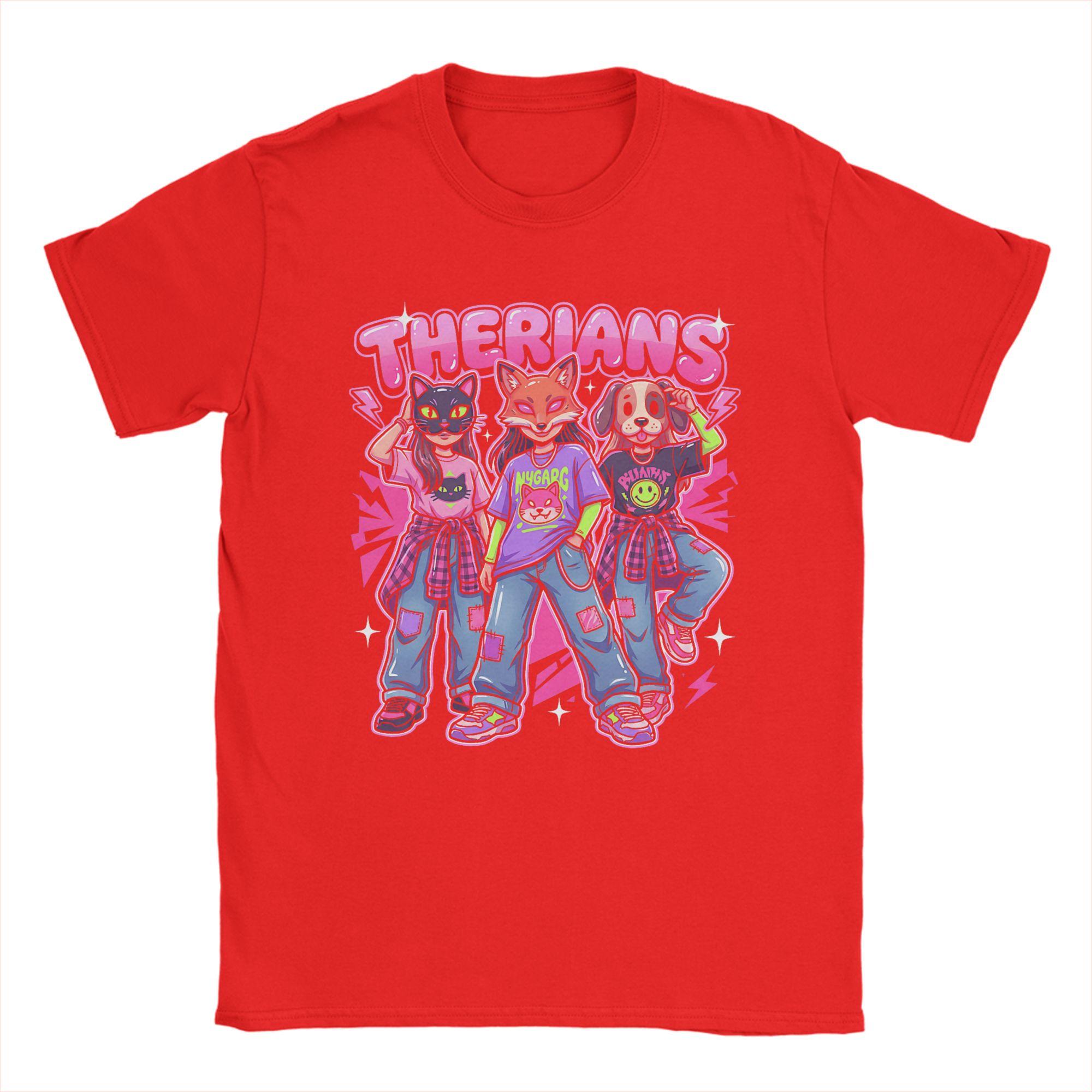 Streetwear T Shirt Summer Therians Animal Mask Aesthetic Vibrant Streetwear Therian T Shirts for Unisex Short Sleeve Top Tees S