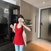Korean Style Lace Knit Slim-Fit Vest Blouse for Women - Summer Casual Solid Color Pullover