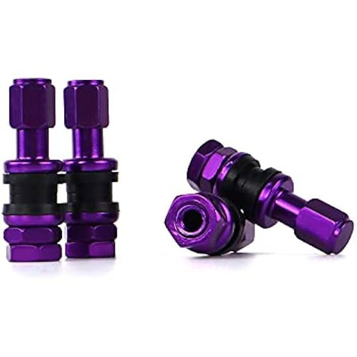 Valve OMP - Aluminium - Violet - Ajustement universel - 4 pièces - Ronde