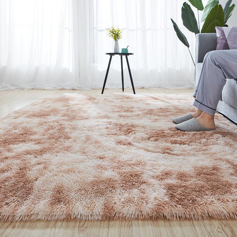 Modern Gradient Tie-Dye Silk Wool Carpet, Dirt-Resistant, Non-Slip, Easy-Care for Large Areas