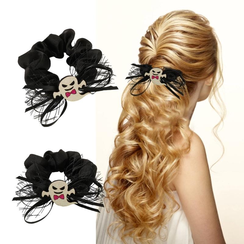 Halloween Hair Ties Elastic Hair Scrunchies Ghosty Shape Hair Rope Woman Ponytail Hair Tie for Girl Hair Style Making
